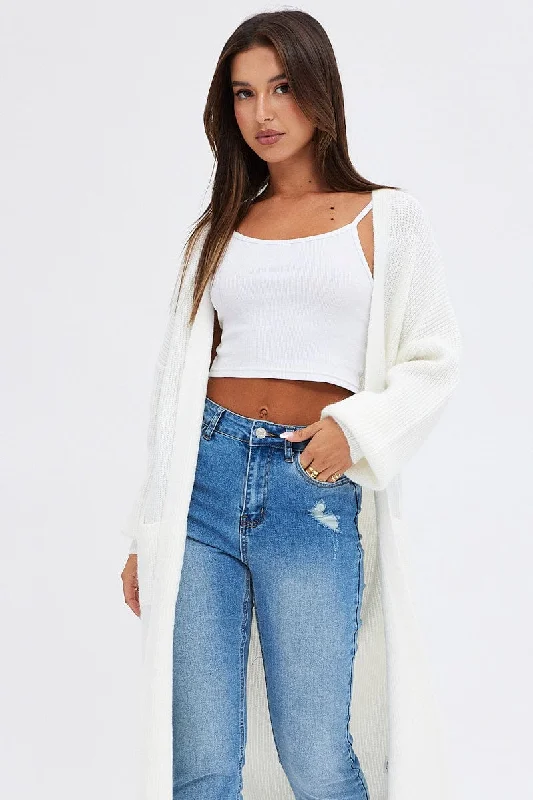 White Longline Cardigan