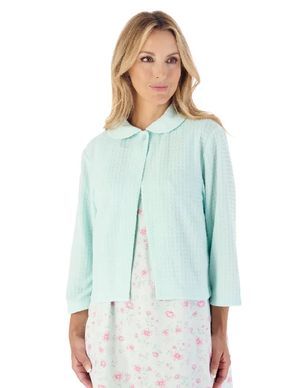 Slenderella-Houndstooth Knit Bedjacket-BJ3304-Mint