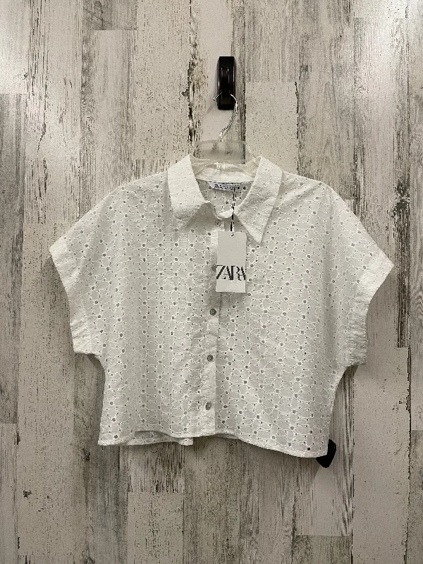 Top Short Sleeve By Zara In White, Size: L