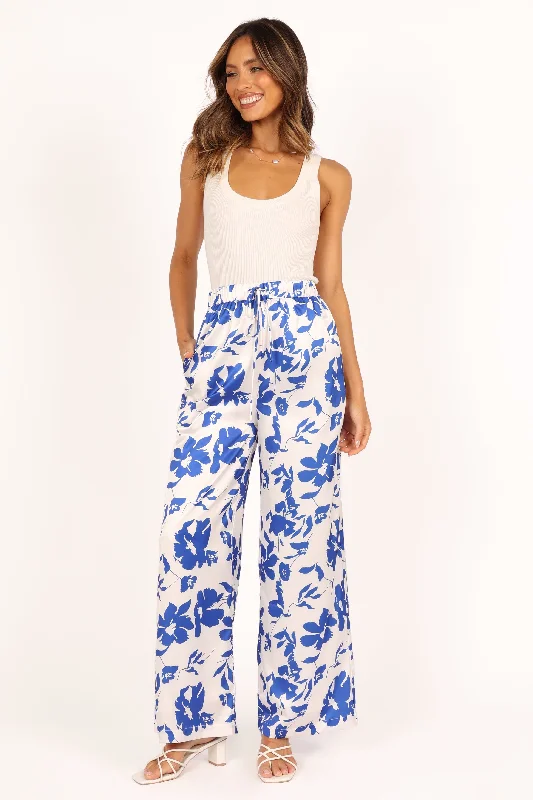 Keely Wide Leg Pant - Blue Floral